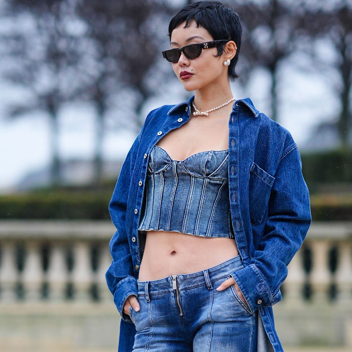 Denim-on-Denim with a Corset Top Twist — Pinterest Girl Outfits 2027