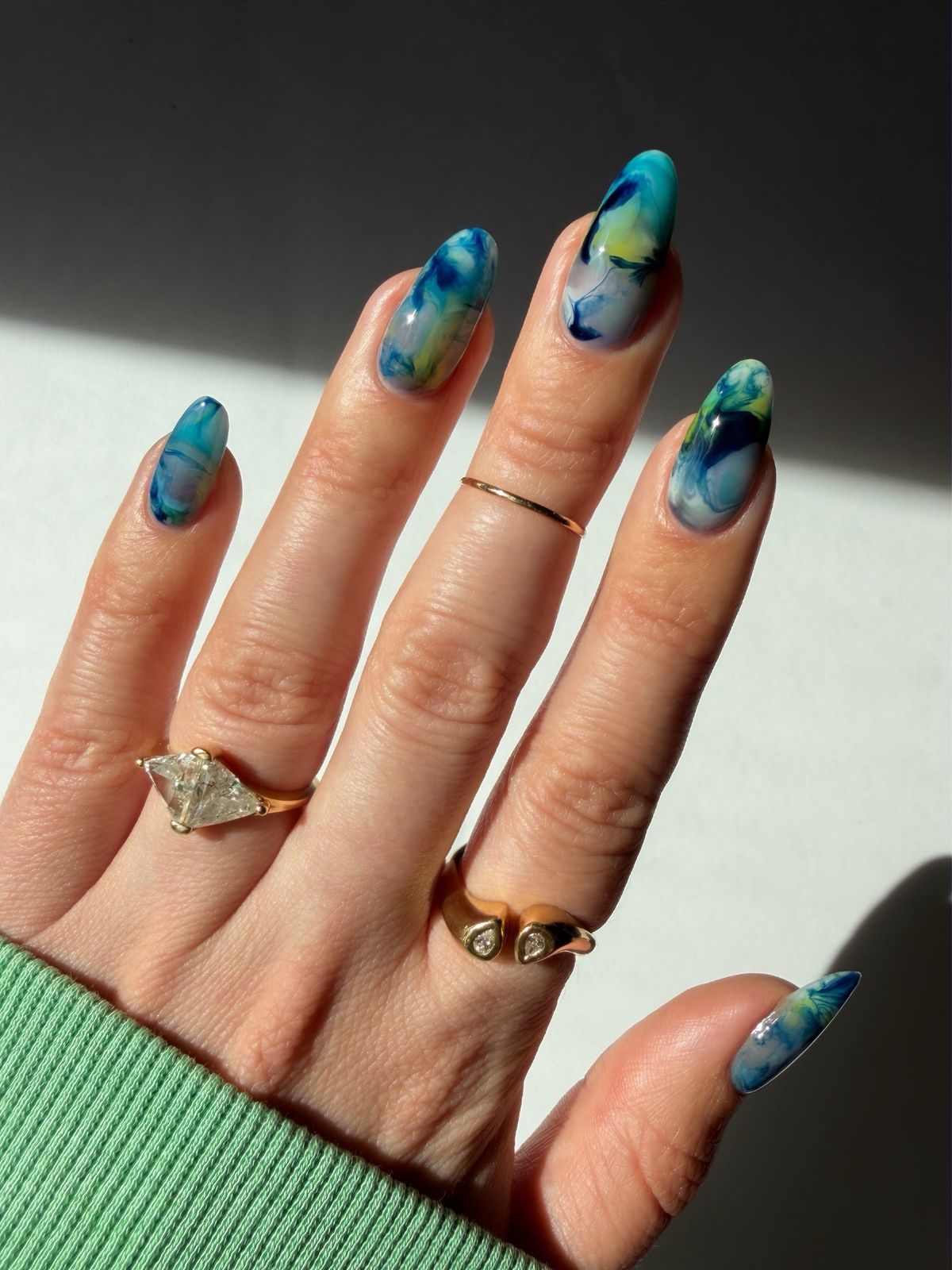 Abstract Marble Turquoise Jelly Nails — Turquoise Nails 2027