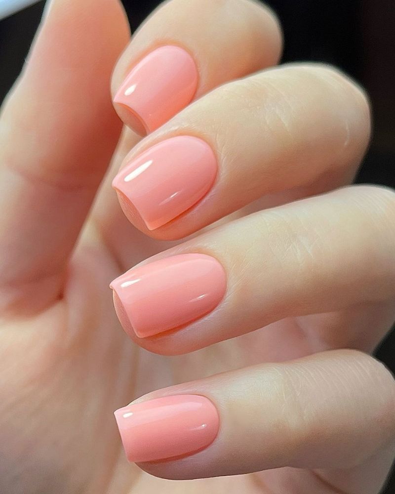 Uniform Light Peach Pink Glossy Squares Uniform Light Peach Pink Glossy Squares — Peach Square Nails 2027