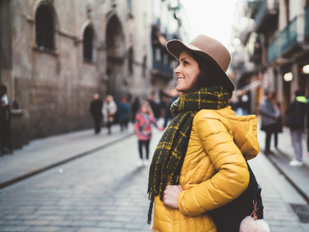 Bright Yellow Puffer Jacket for Travel Comfort — Barcelona Outfits 2027
