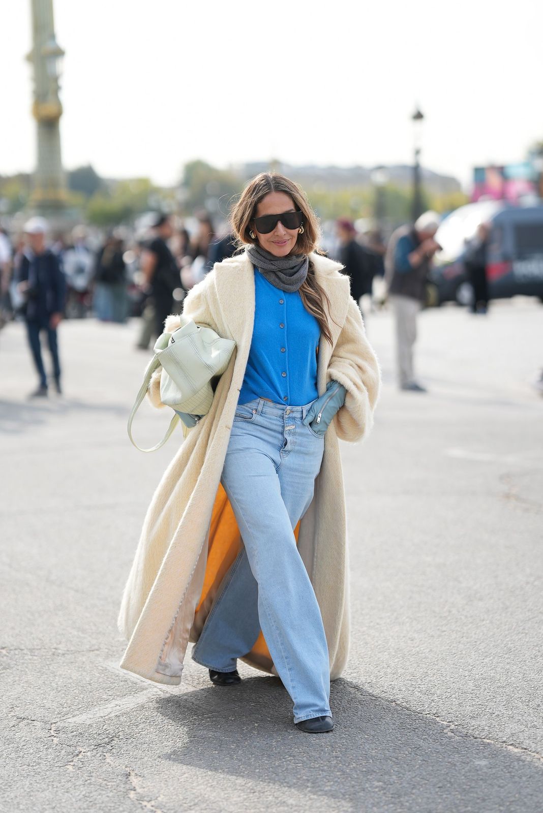 Cozy Cream Teddy Coat with Blue Cardigan and Jeans Cozy Cream Teddy Coat with Blue Cardigan and Jeans — Winter Blue Outfits 2027