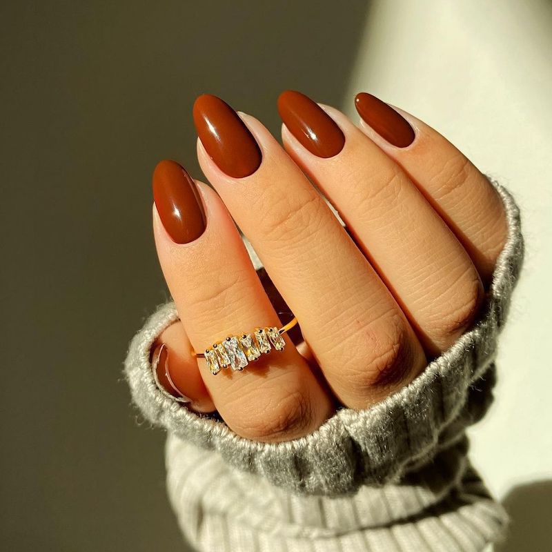 Solid Color Visual Idea — Thanksgiving Nails 2026