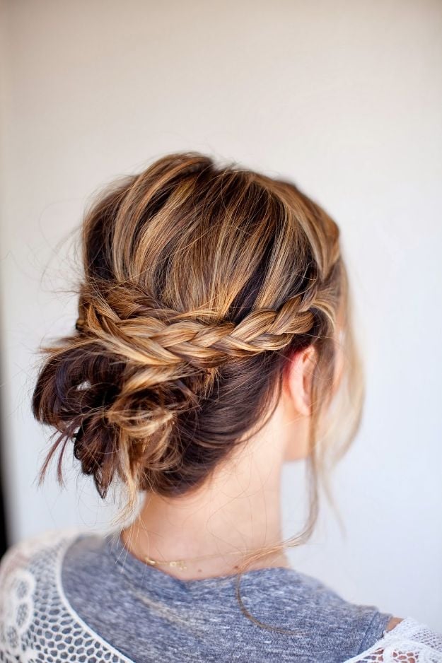 Intricate Braided Updo with Loose Strands — Holiday Party Hairstyles 2026