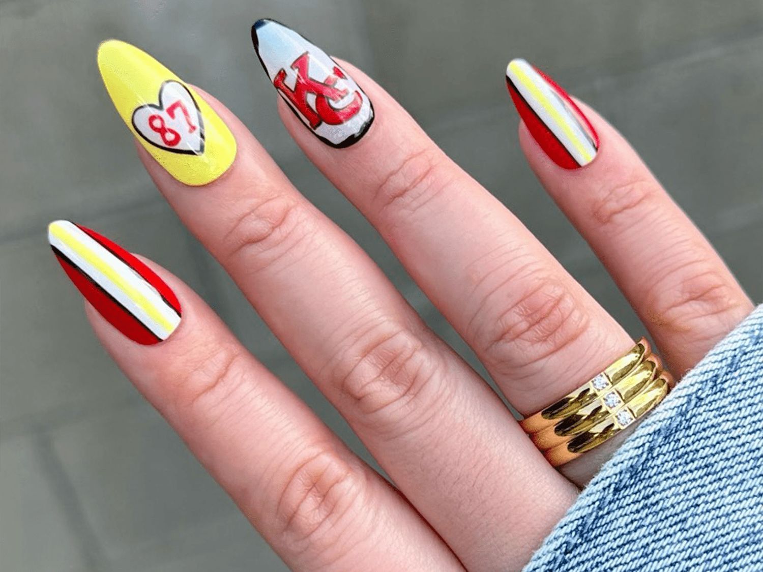 Chiefs Logo Red Yellow White Stripes Chiefs Logo Red Yellow White Stripes — Cheer Nails Team Colors 2027