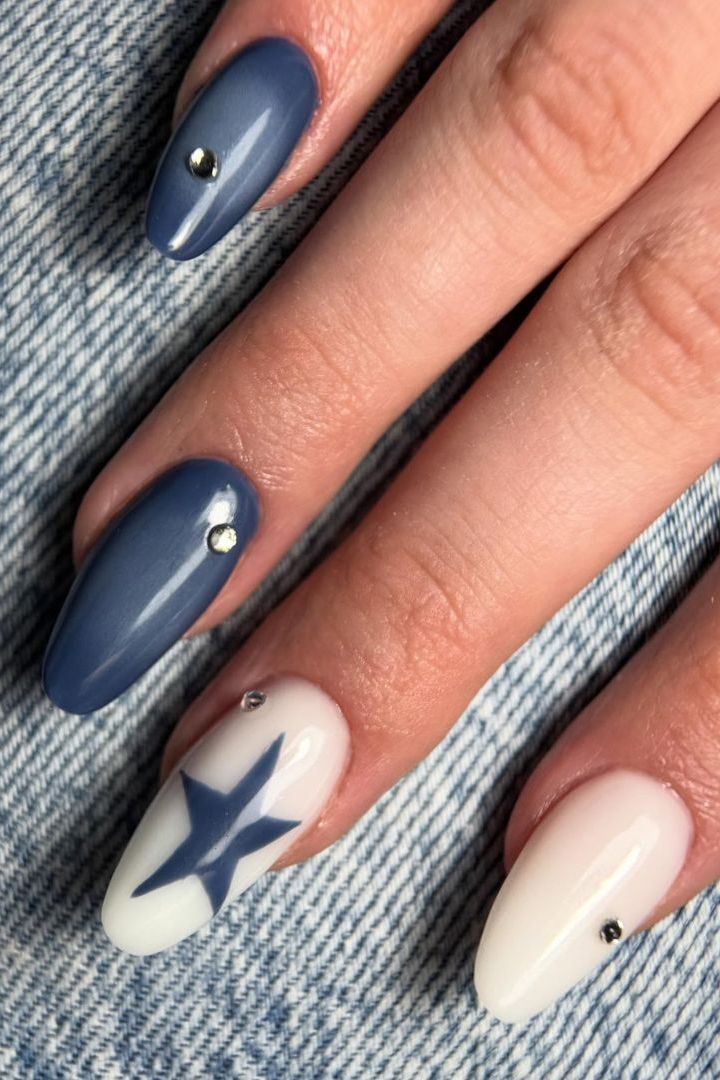 Casual Matte Denim French Tips with Stitching Casual Matte Denim French Tips with Stitching — Denim Nails 2027