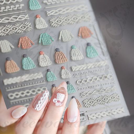 Nude Base Red White Green Yellow Blue Visual Idea — Christmas Sweater Nails 2026