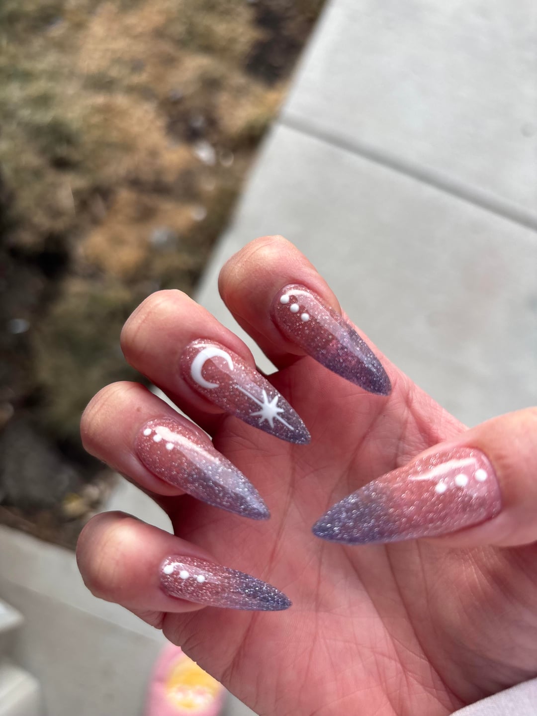 Celestial Glitter Gradient Stiletto Nails Celestial Glitter Gradient Stiletto Nails — Winter Vacation Nails 2027