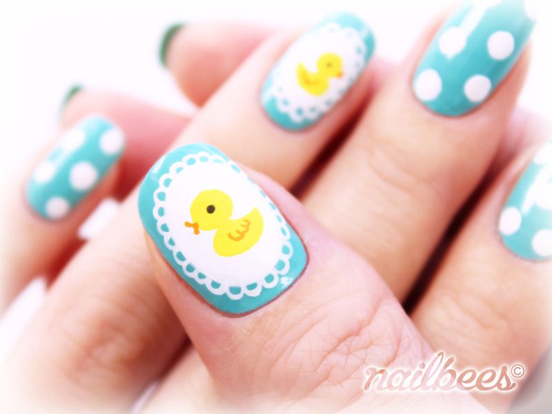 Short Oval Duck Illustration Nails Short Oval Duck Illustration Nails — Blue Duck Nails 2027