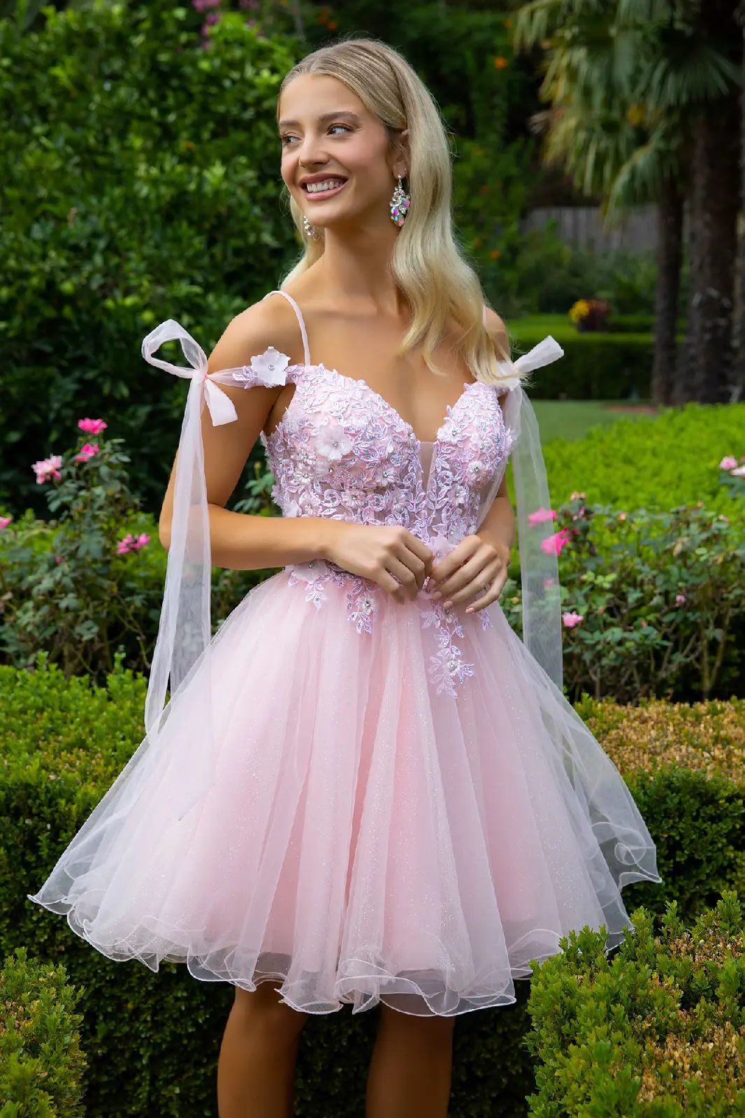 Pink Tulle Mini Dress With Sheer Sleeves Pink Tulle Mini Dress With Sheer Sleeves — Sweet 16 Guest Outfits 2027