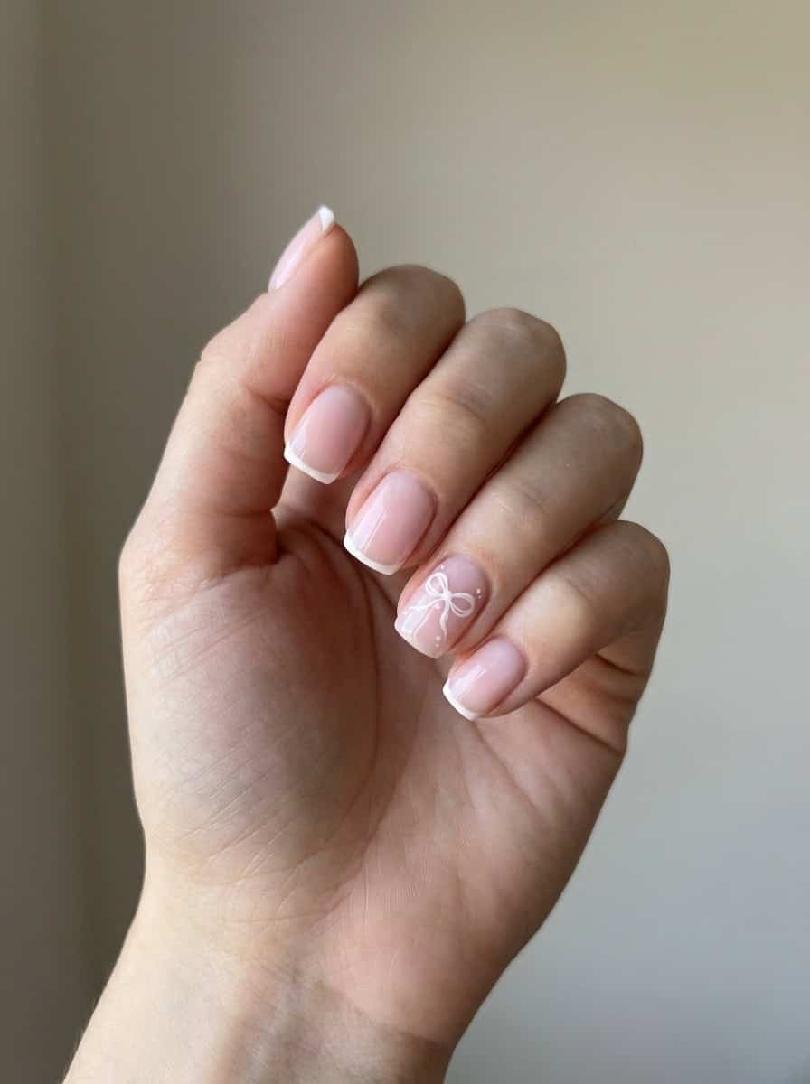White Line Art Bow French White Line Art Bow French — Small Bow Nails 2027
