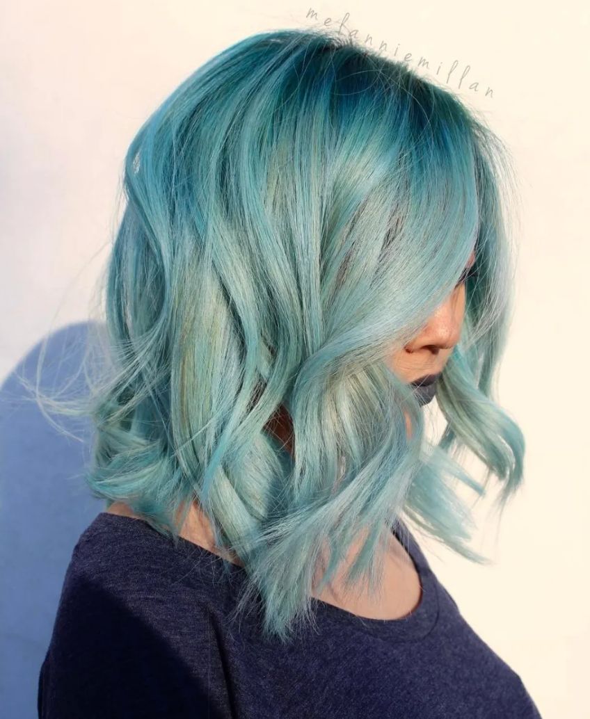 Angled Bob with Icy Blue Tones Angled Bob with Icy Blue Tones — Sky Blue Hair 2027