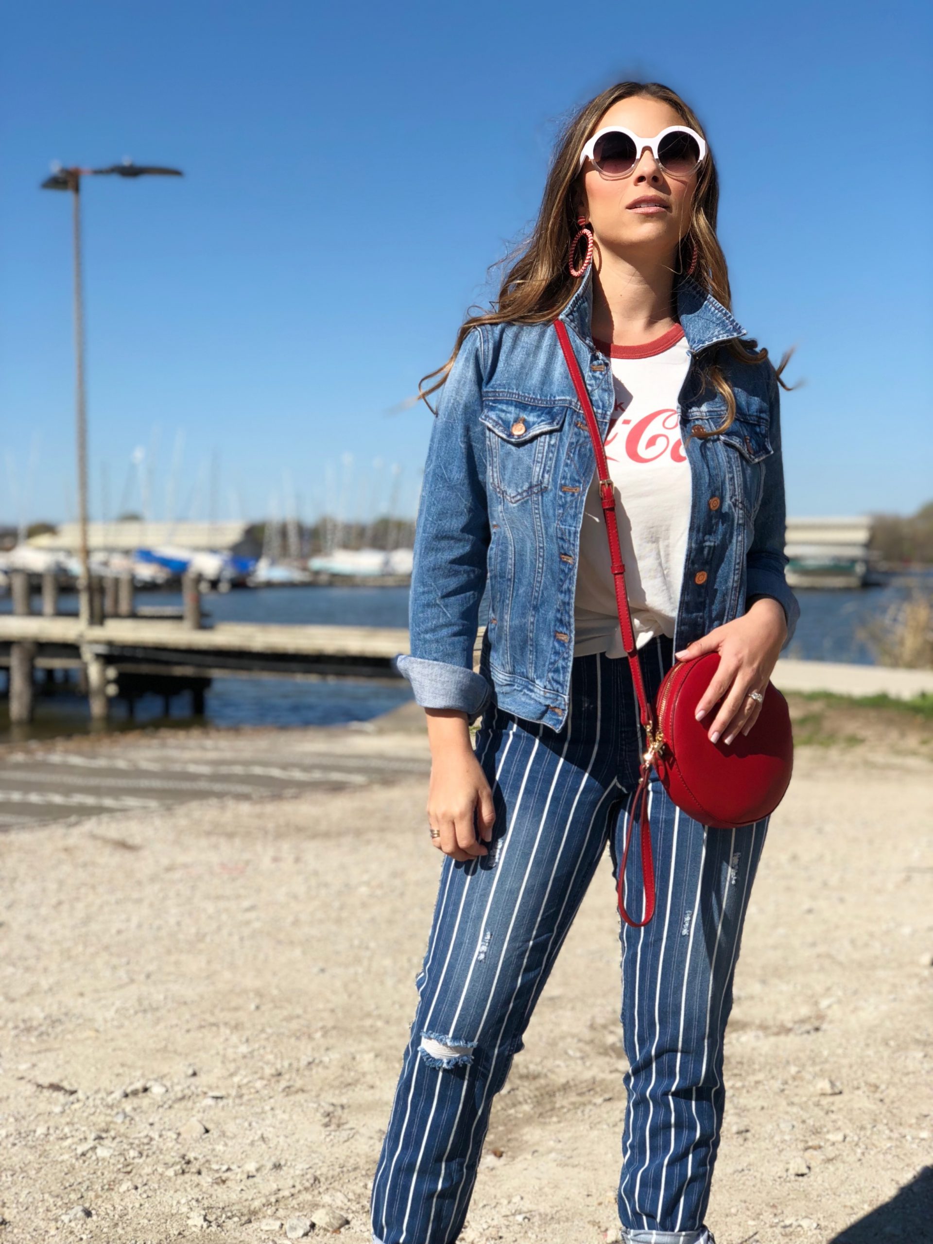 Casual Weekend Vibes: Denim Jacket, Graphic Tee, and Striped Jeans — Dallas Outfits 2027