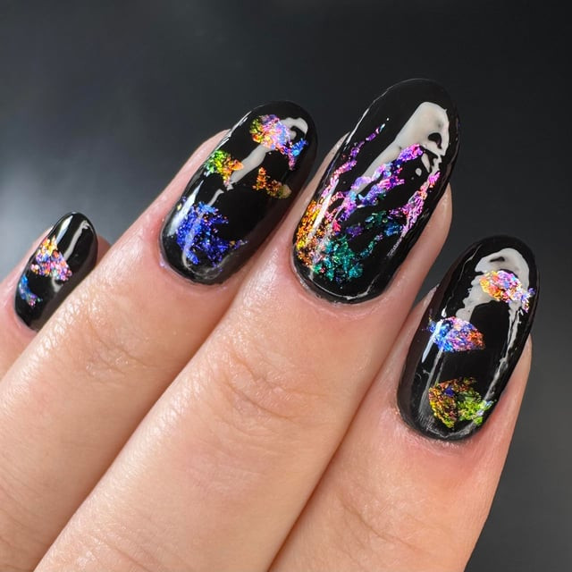 Glossy Black Iridescent Foil Glossy Black Iridescent Foil — Holographic Foil Nails 2027