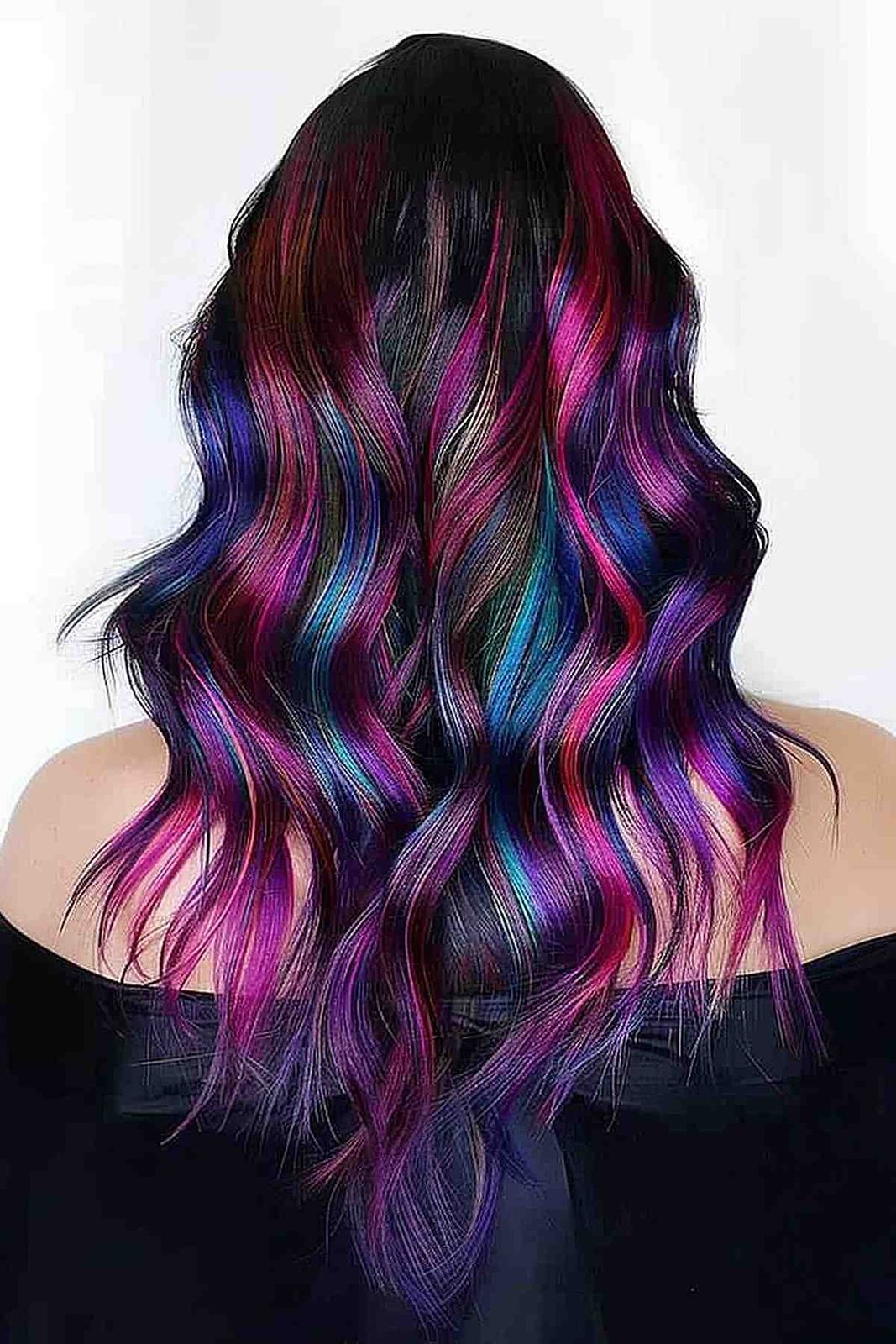 Multi-Colored Streaks On Layered Hair Multi-Colored Streaks On Layered Hair — Goth Hair Color 2027