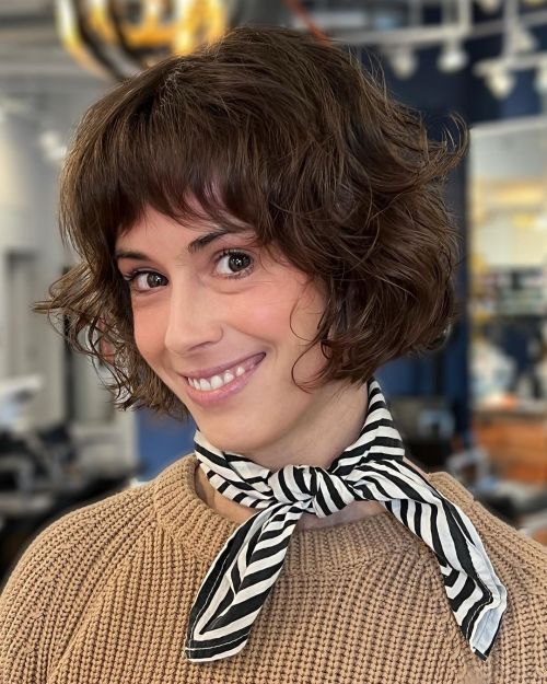 Light Brown Collarbone Bob With Soft Blowout Light Brown Collarbone Bob With Soft Blowout — Bob 2027 with Curtain Bangs
