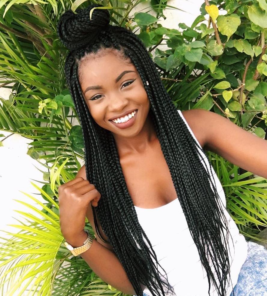 Half-Up Half-Down Braids With Bun — Knotless Braids 2027 for Prom