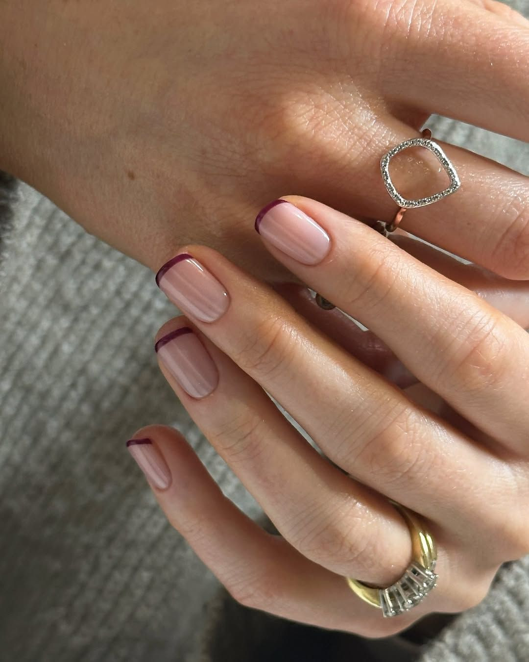 Short Square with Deep Plum Micro French Short Square with Deep Plum Micro French — Short Micro French Tip Nails 2027