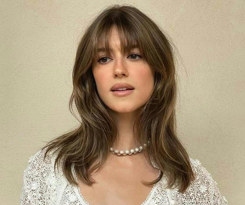 Layered Shag With Soft Curtain Bangs Layered Shag With Soft Curtain Bangs — Bardot Bangs 2027