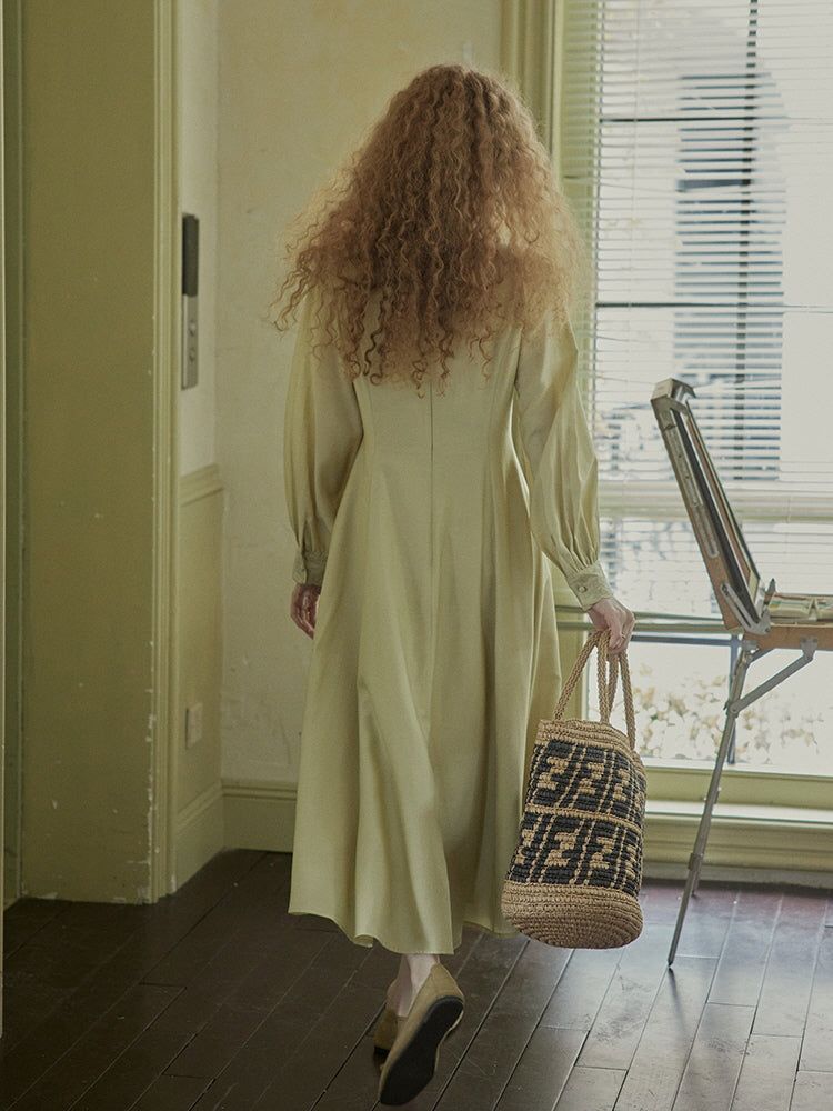Casual Daytime Ease in a Pale Yellow-Green Linen Dress Casual Daytime Ease in a Pale Yellow-Green Linen Dress — Moss Green Outfits 2027