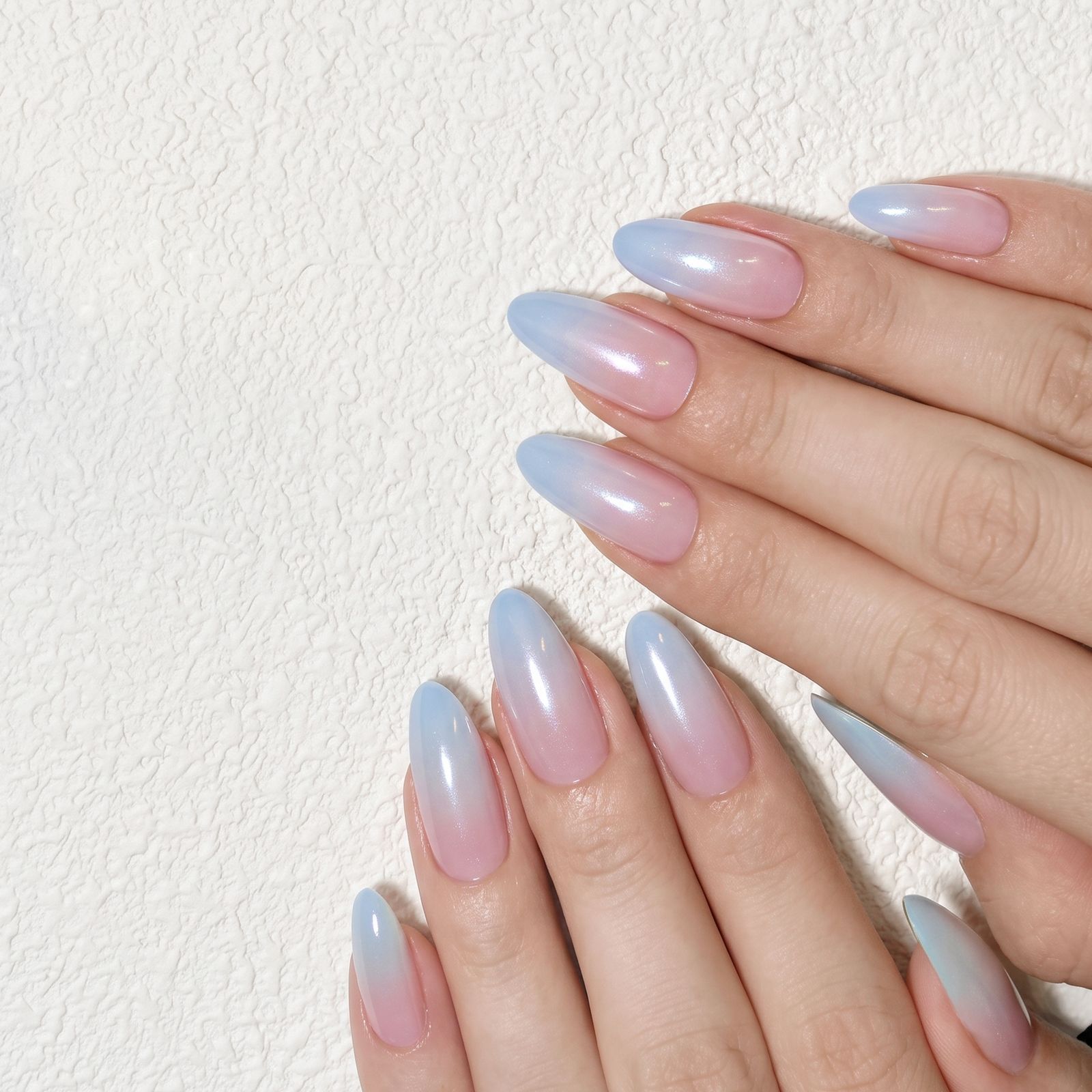 Soft Pink to Blue Pearlescent Aura Soft Pink to Blue Pearlescent Aura — Pearl Aura Nails 2027