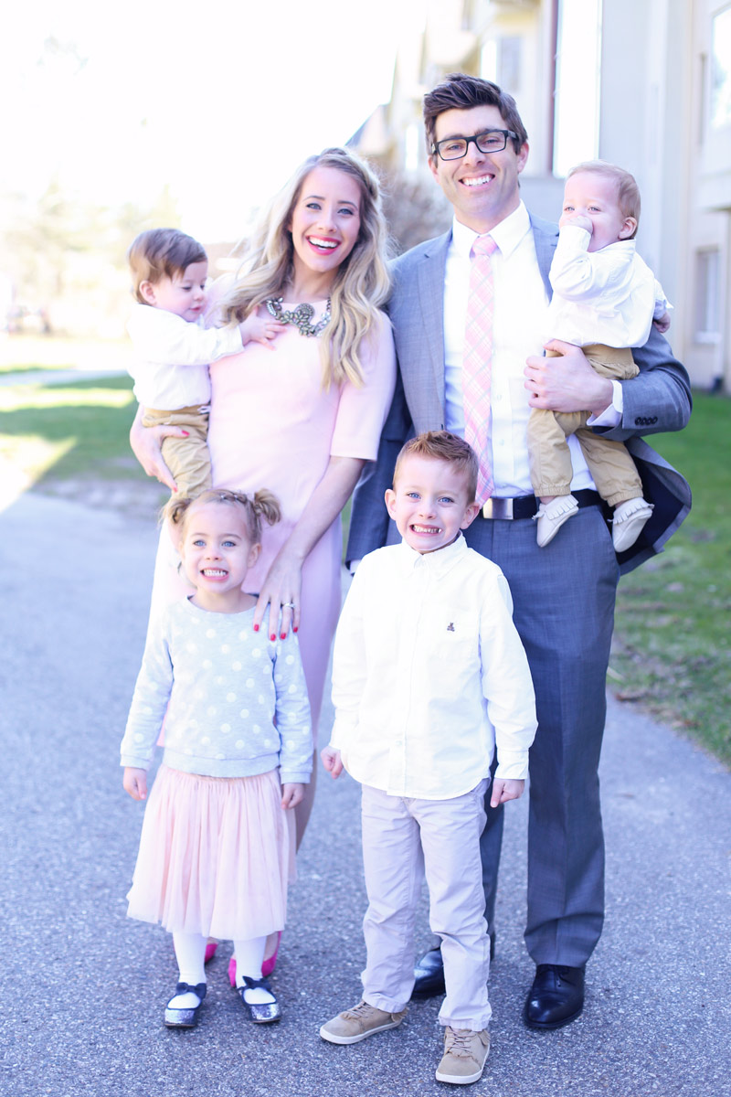Pastel Pink and Grey Suit for a Chic Easter Family Portrait — Easter Family Photo Outfits 2027