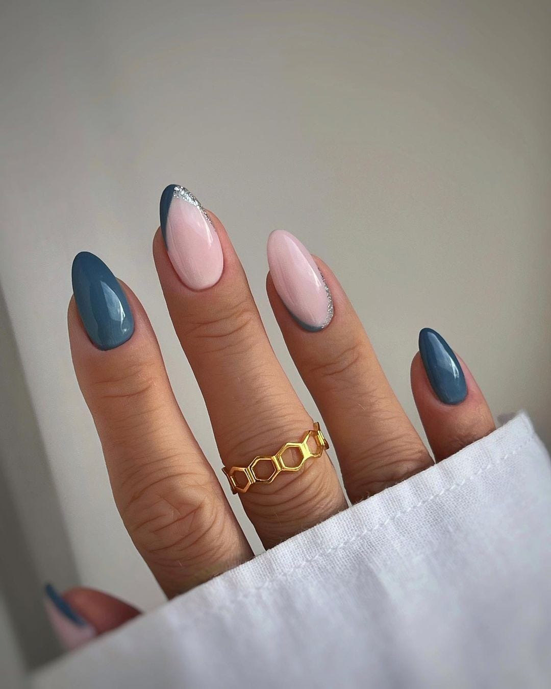 Dusty Rose and Teal Color-Block French Dusty Rose and Teal Color-Block French — Winter Gel Nail Colors 2027