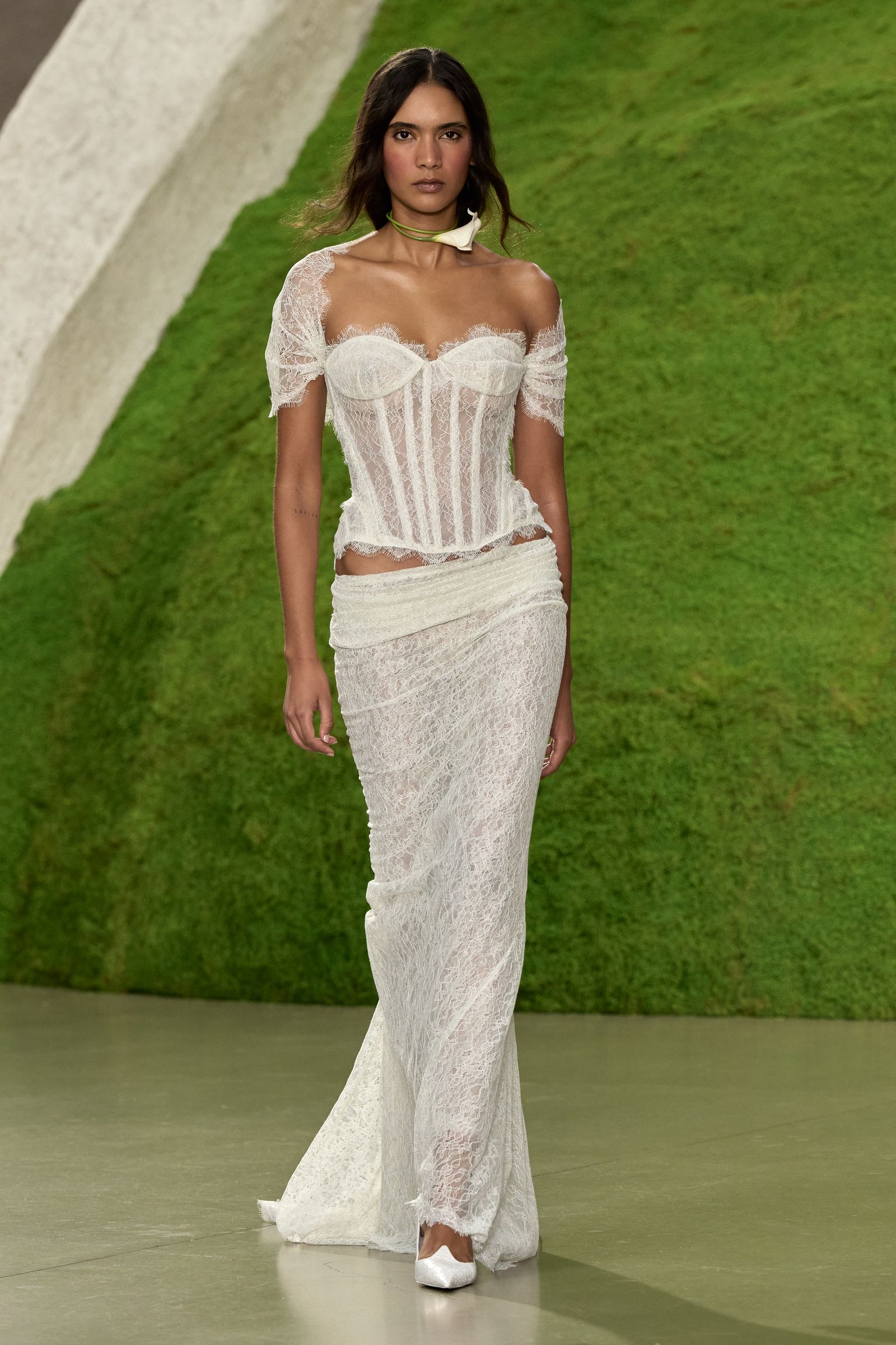 Intricate Ivory Lace Corset and Column Skirt Ensemble — Bridal Shower Dresses 2027