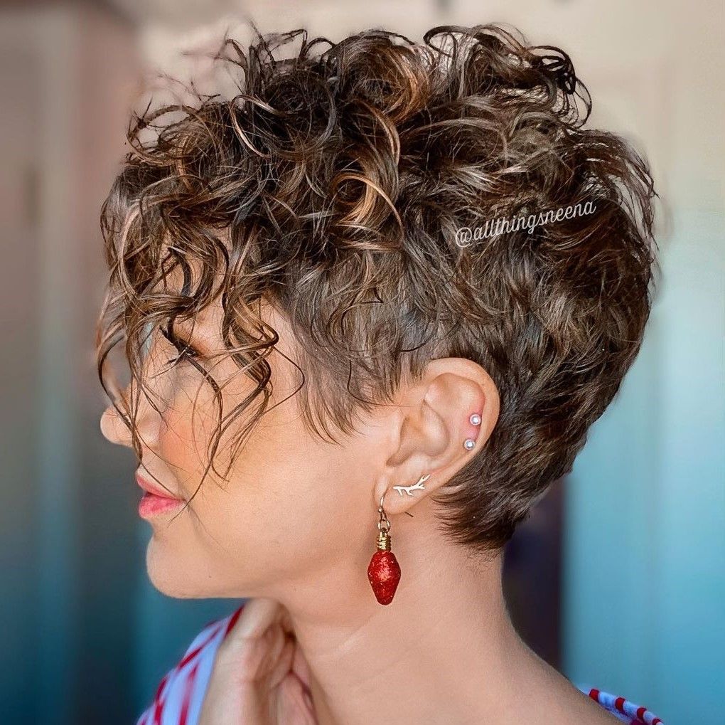 Dark Brown Pixie With Blonde Highlights Dark Brown Pixie With Blonde Highlights — Pixie 2027 for Curly Hair