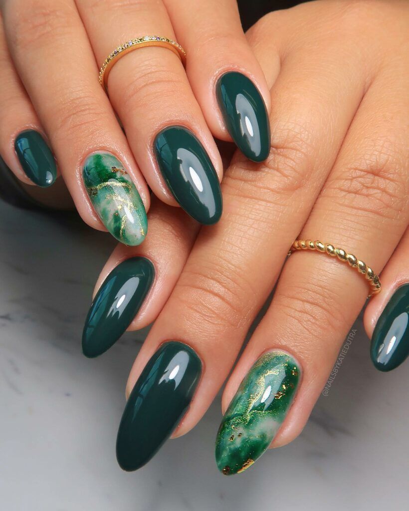 Deep Emerald Green White Gold Visual Idea Deep Emerald Green White Gold Visual Idea — Emerald Prom Nails 2027