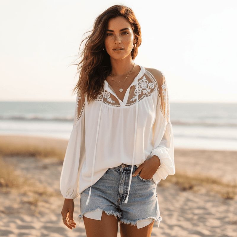 Beach Summer Outfit Idea Beach Summer Outfit Idea — Lace Blouse Outfits 2027