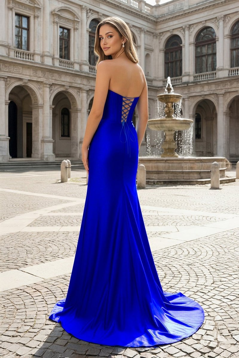 Royal Blue Satin Mermaid Dress with Lace-Up Back Royal Blue Satin Mermaid Dress with Lace-Up Back — Satin Dress Outfits 2027