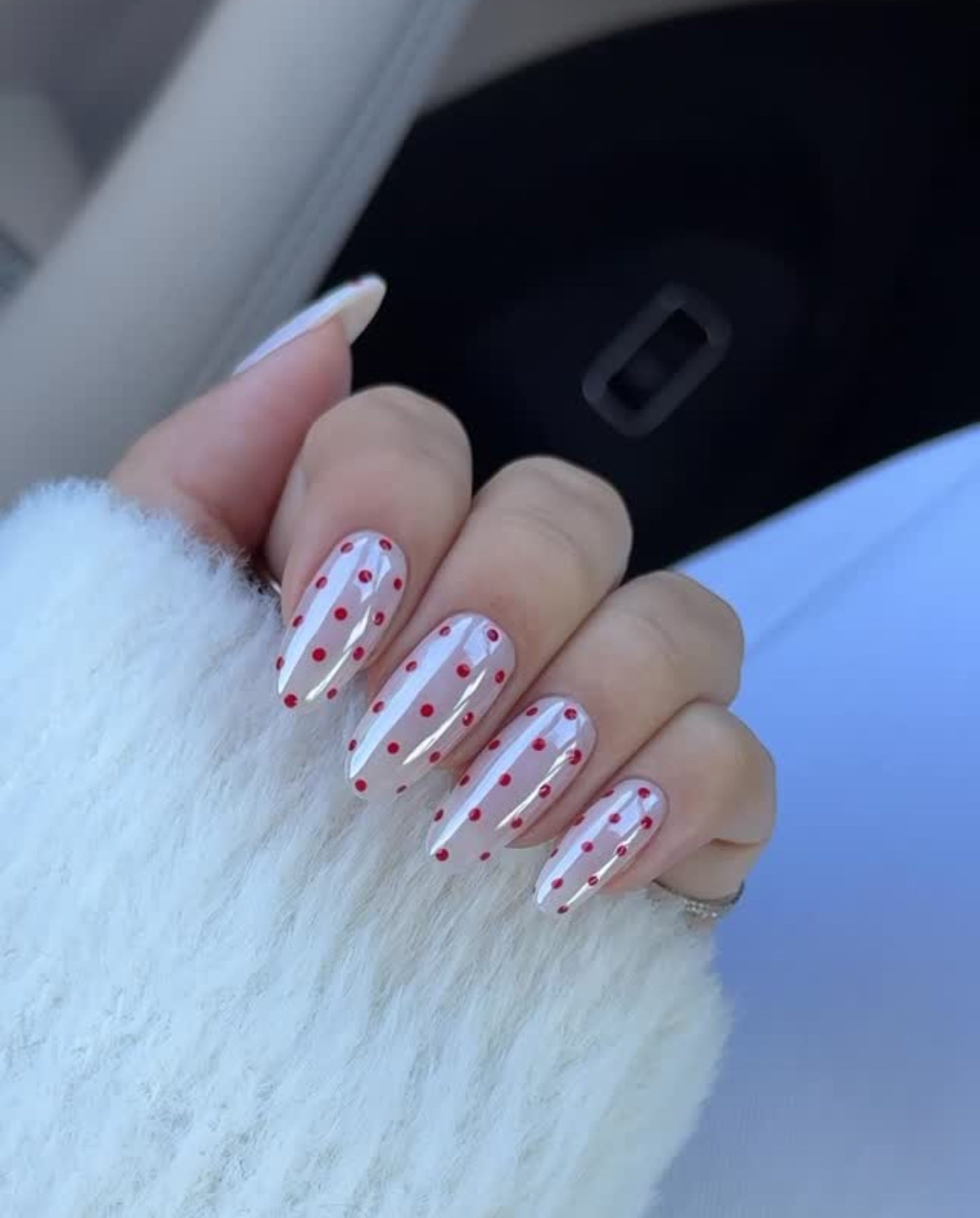 Nude Base With Red Polka Dots Nude Base With Red Polka Dots — Red Valentines Nails 2027