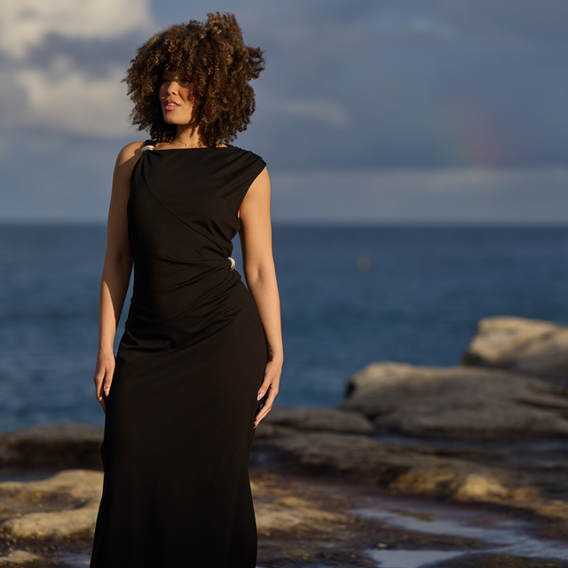 Elegant Black One-Shoulder Dress for Evening — Curvy Outfits 2027