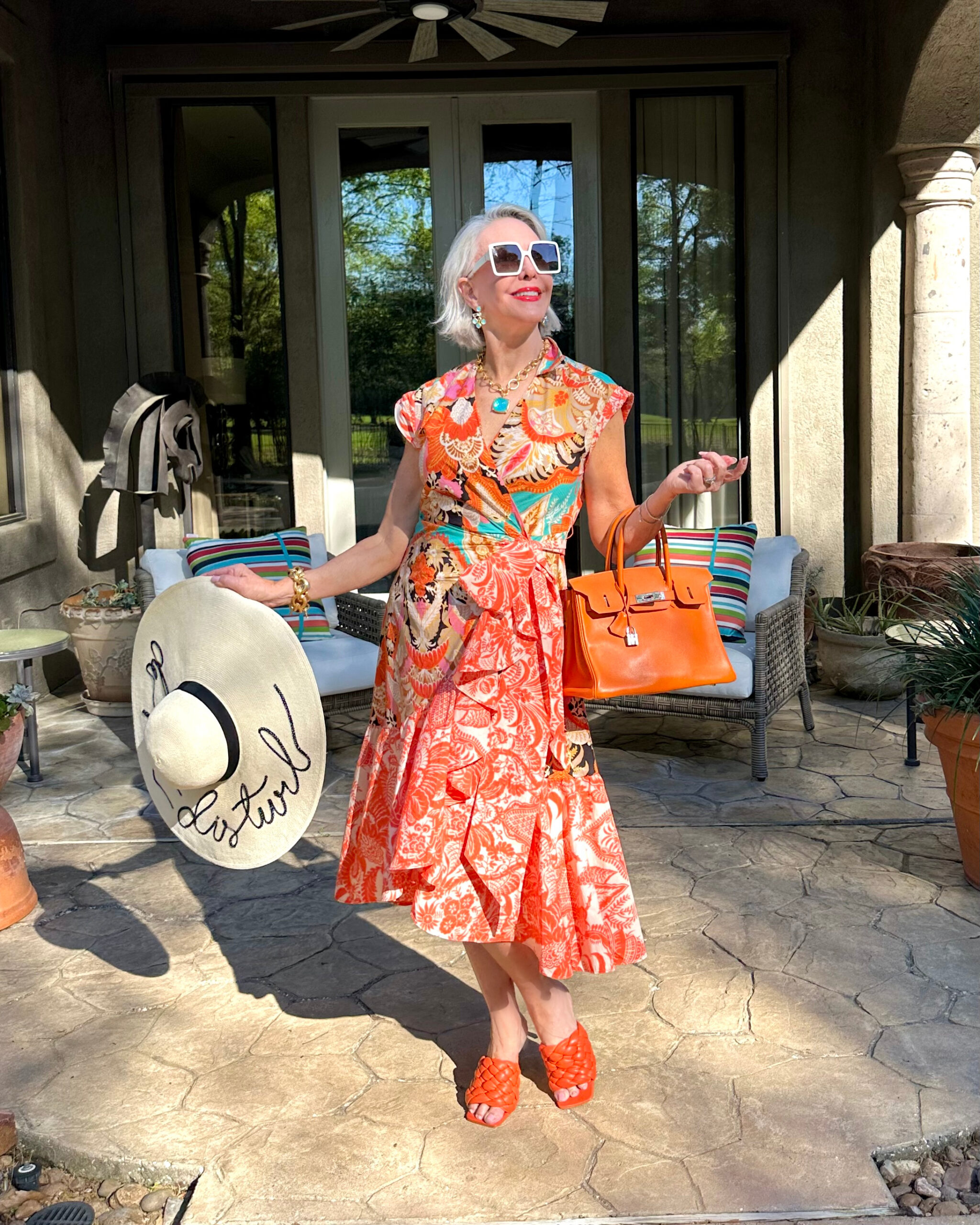 Orange Floral Wrap Dress with Ruffled Hem — Easter Dresses 2027