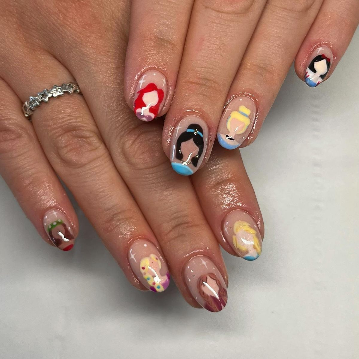 Sheer Base Individual Princess Portraits Sheer Base Individual Princess Portraits — Princess Disney Nails 2027
