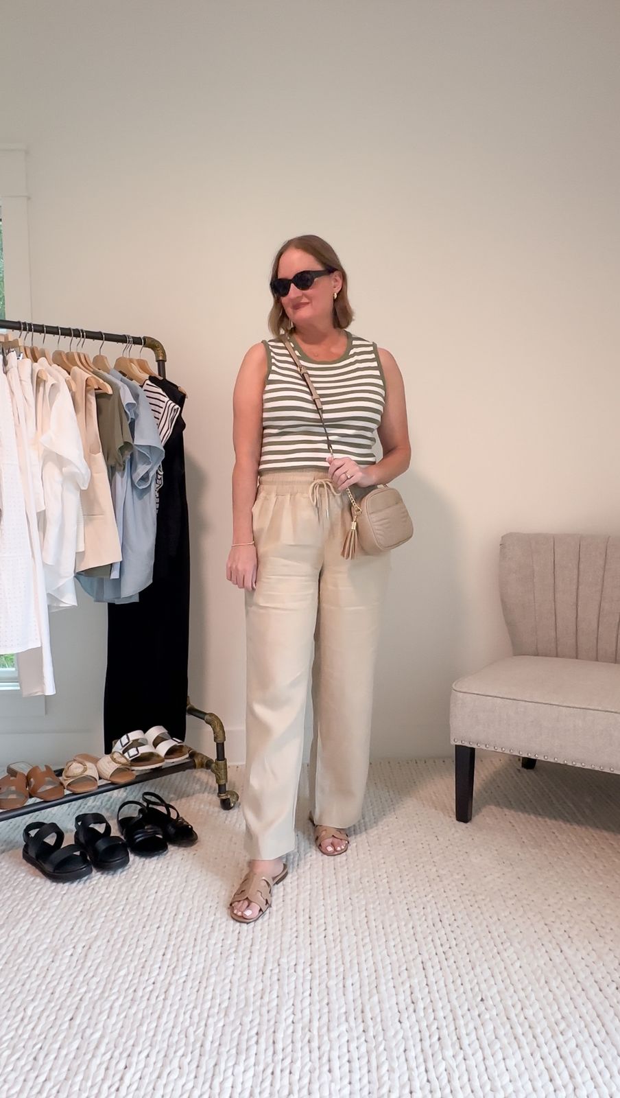 Green And White Striped Tank Top Outfit Idea Green And White Striped Tank Top Outfit Idea — Vacation Slides Outfits 2027