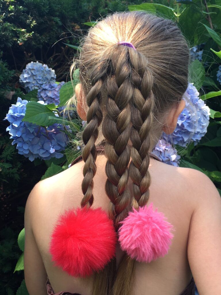 Three Braids With Pom-Poms — Little Girl Swim Hairstyles 2027