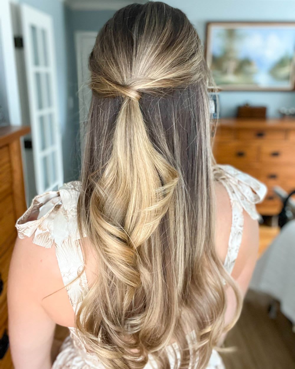 Half-Up With Twisted Sections and Highlights Half-Up With Twisted Sections and Highlights — Engagement Party Hairstyles 2027