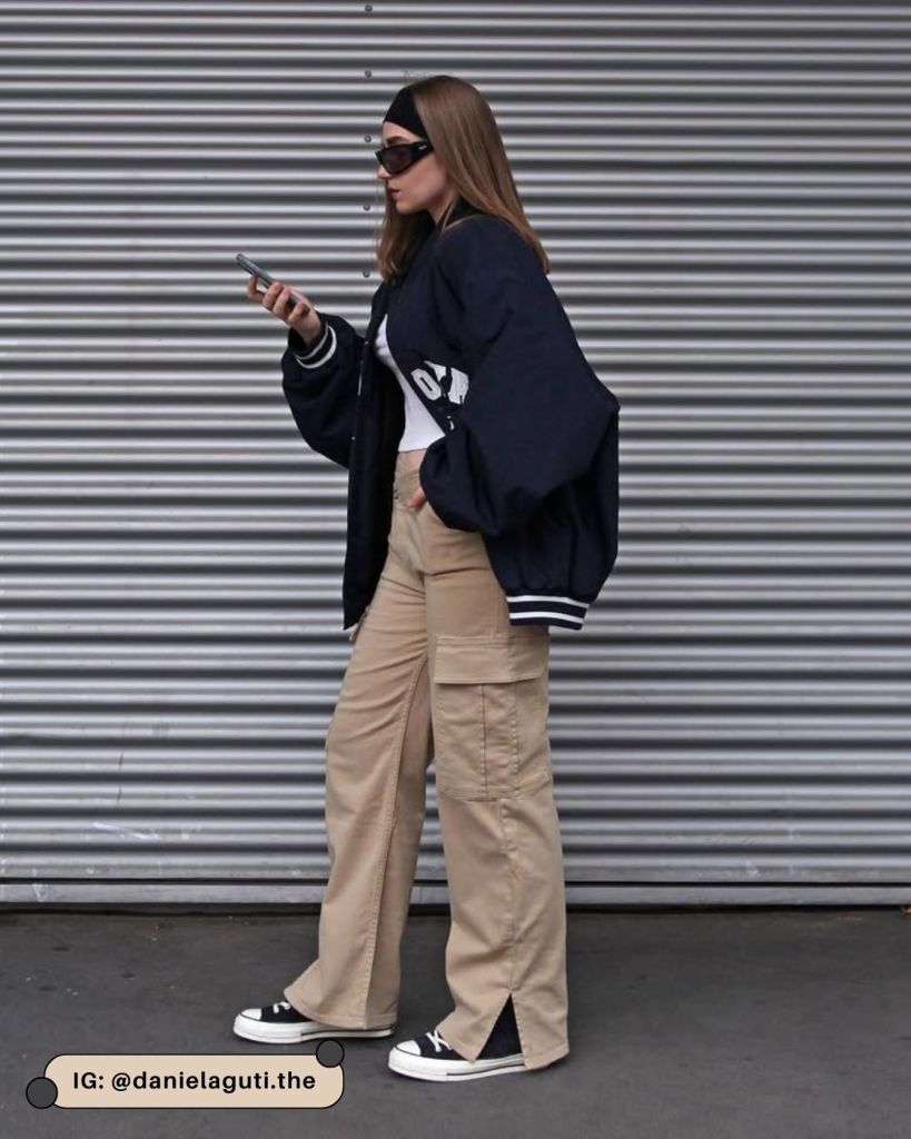 Streetwear Ready: Khaki Cargos with Oversized Bomber Jacket Streetwear Ready: Khaki Cargos with Oversized Bomber Jacket — Khaki Cargo Pants Outfits 2027