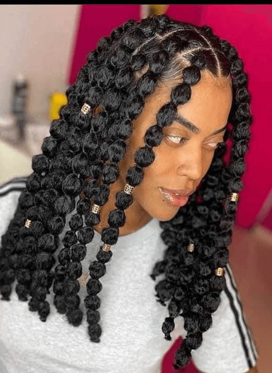 Bubble Braids With Gold Beads Bubble Braids With Gold Beads — Sweet 16 Hairstyles 2027