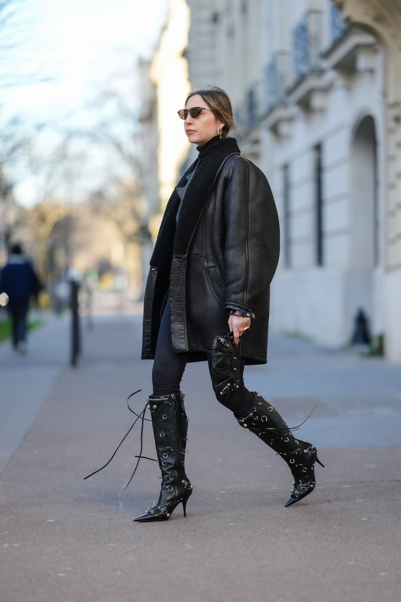 Bold Streetwear with Ornate Lace-Up Boots and Shearling Coat Bold Streetwear with Ornate Lace-Up Boots and Shearling Coat — Winter Accessories Outfits 2027