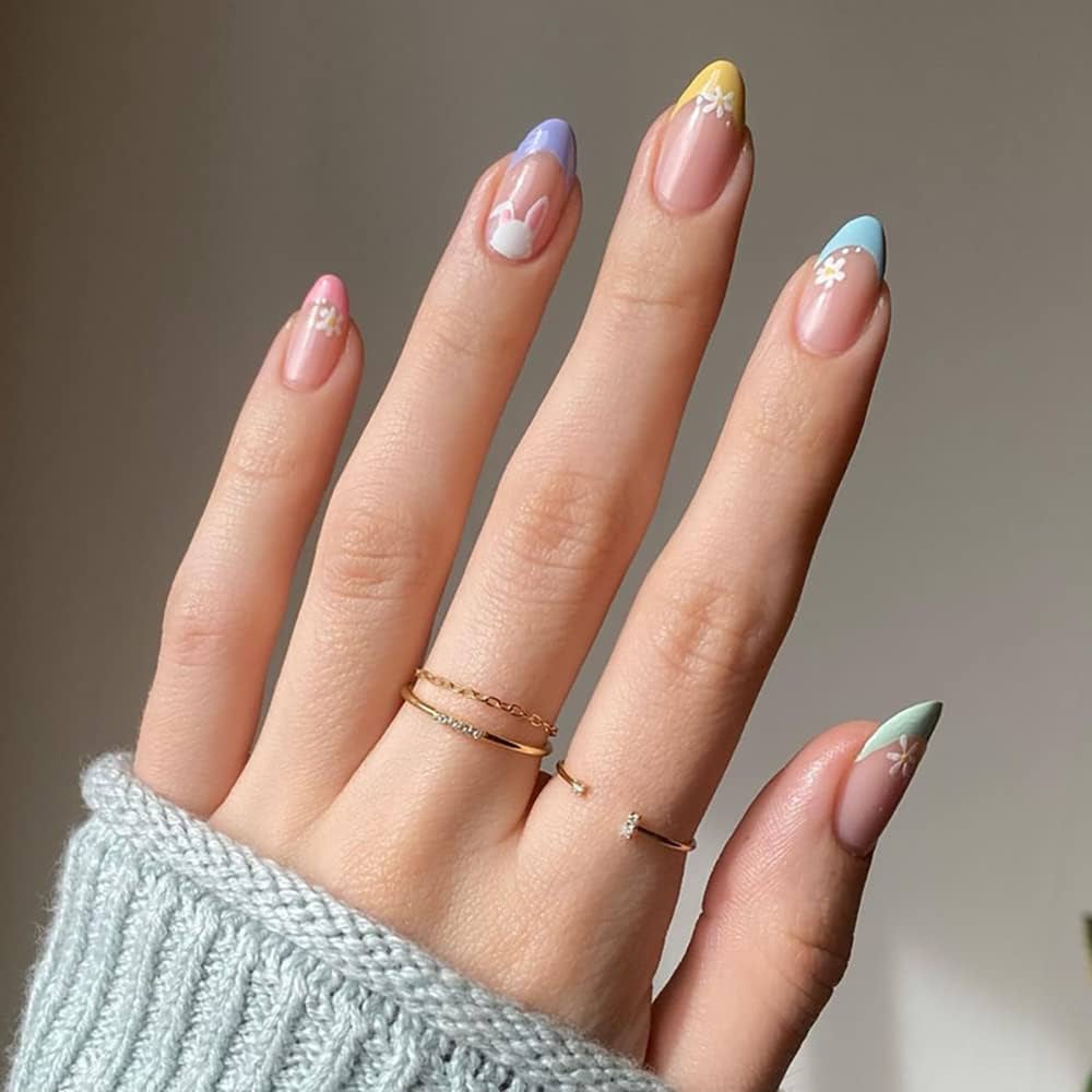 Bunny Face Pastel French Tips Bunny Face Pastel French Tips — Easter French Tip Nails 2027