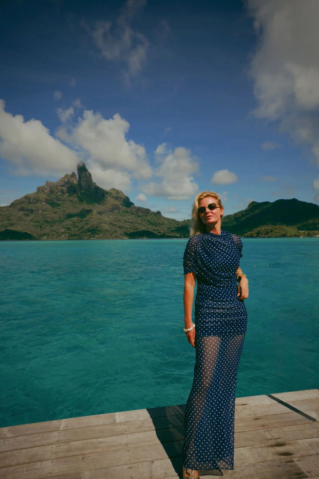 Evening Elegance: Navy Sheer Polka Dot Maxi Dress Evening Elegance: Navy Sheer Polka Dot Maxi Dress — Bora Bora Outfits 2027