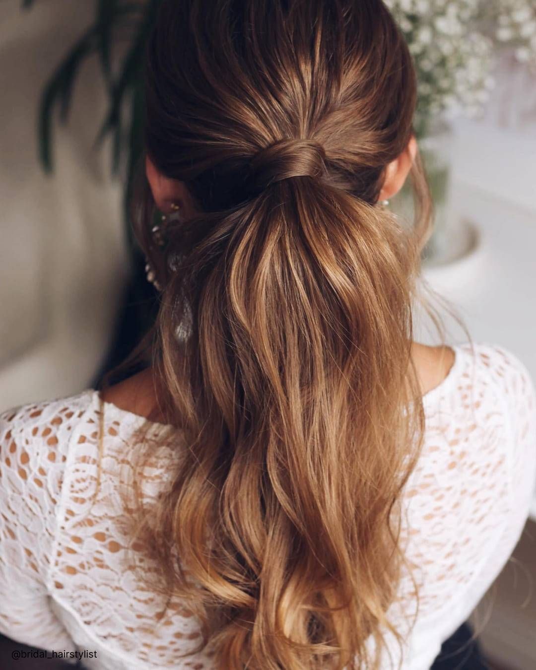 Medium Brown Ponytail With Twisted Knot — Ponytail Hairstyles 2027 for Thin Hair