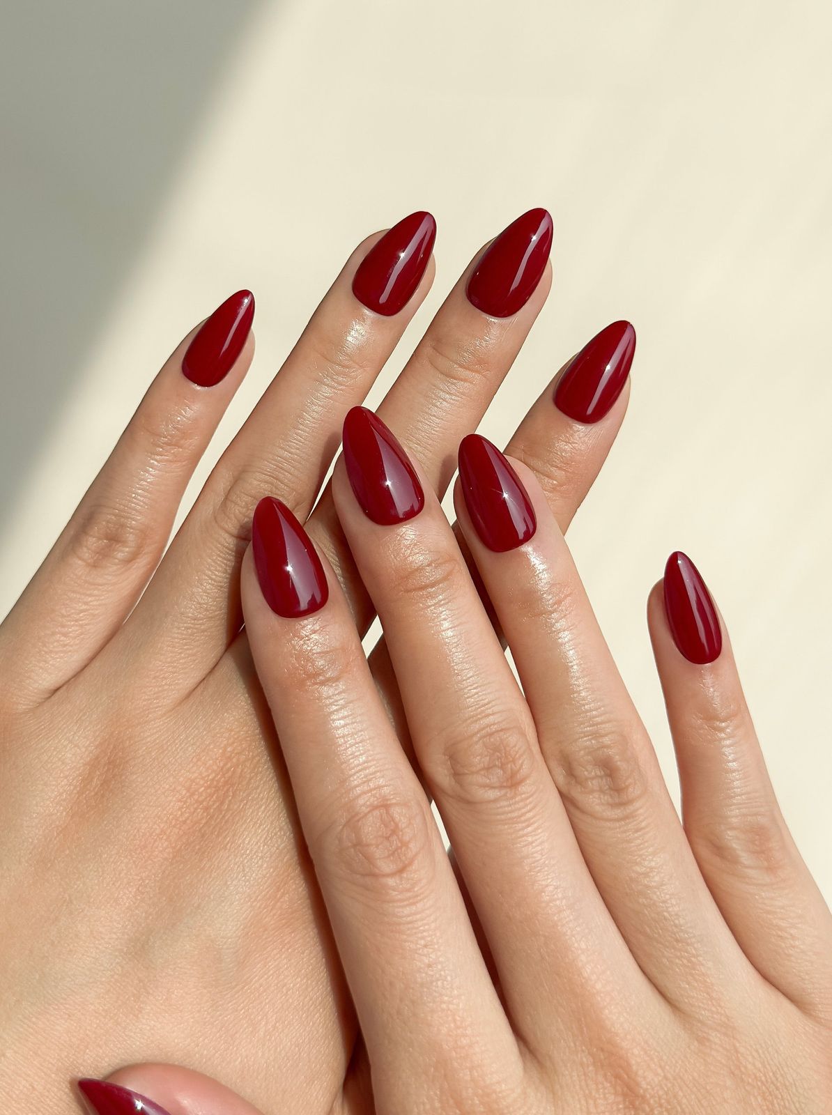 Rich Red Warm Undertones Gloss Nails — Garnet Nails 2027