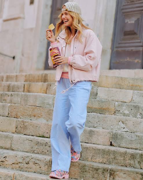 Pastel Bomber Jacket and Wide-Leg Pants: Playful Preppy Athleisure Pastel Bomber Jacket and Wide-Leg Pants: Playful Preppy Athleisure — Preppy Spring Outfits 2027