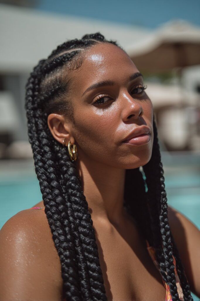 Classic Thick Black Box Braids Classic Thick Black Box Braids — Swim Braided Hairstyles 2027