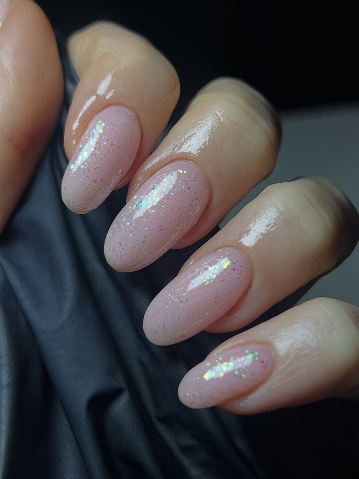 Nude Almond French with Lilac/Pink Gradient & Gold Stars — 30th Birthday Nails 2027