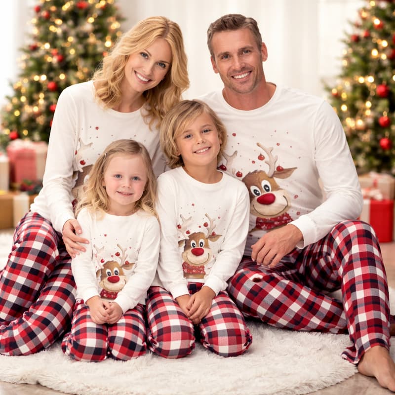 Reindeer Graphic And Plaid Pants Reindeer Graphic And Plaid Pants — Matching Family Christmas Outfits 2026