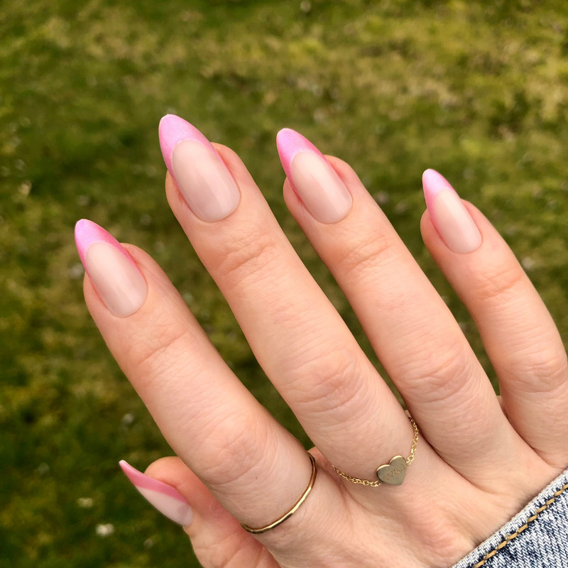 Sheer Pink French Over Nude Almonds Sheer Pink French Over Nude Almonds — Long Almond Pink Nails Ideas 2027